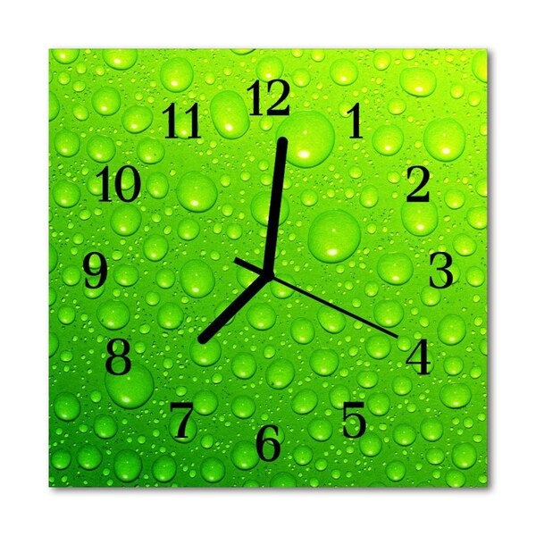 Glass Wall Clock Drops nature green