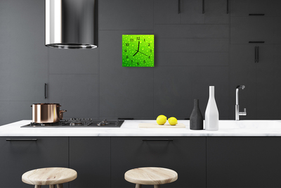 Glass Wall Clock Drops nature green