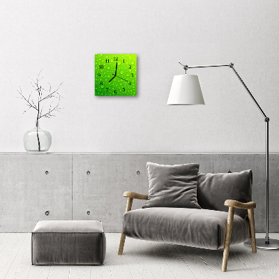 Glass Wall Clock Drops nature green