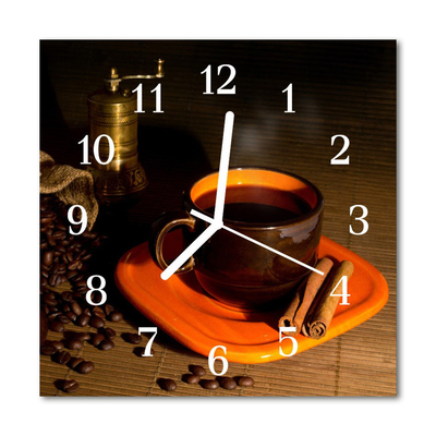 Glass Wall Clock Coffee Food and Drinks Brown