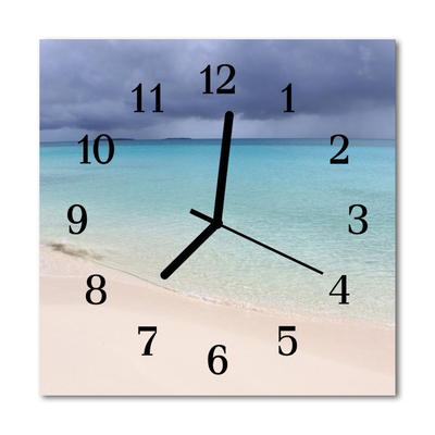 Glass Wall Clock Beach landscape blue