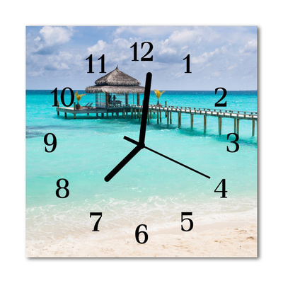 Glass Wall Clock Beach landscape blue