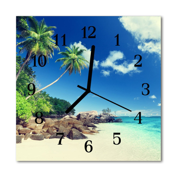 Glass Wall Clock Palm trees beach plants landscape multi-coloured