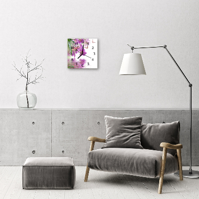 Glass Wall Clock Butterflies animals purple