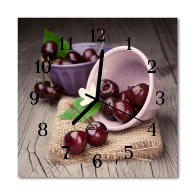 Glass Wall Clock Cherries cherries burgund