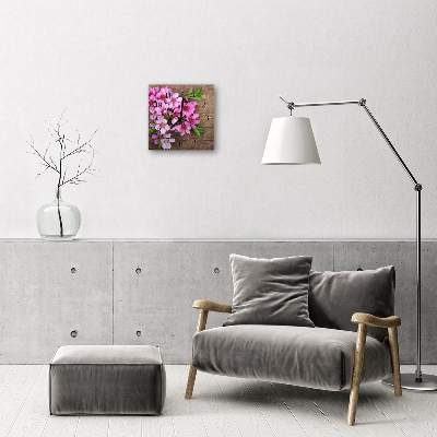 Glass Wall Clock Flowers flowers pink