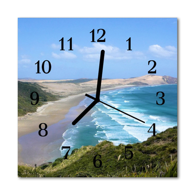 Glass Wall Clock Coast landscape blue