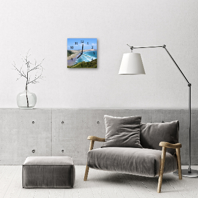 Glass Wall Clock Coast landscape blue