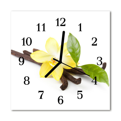 Glass Wall Clock Vanilla orchid vanilla flowers yellow