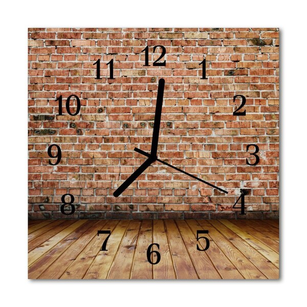 Glass Wall Clock Brick architecture red