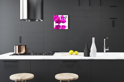 Glass Wall Clock Orchid Flowers Pink