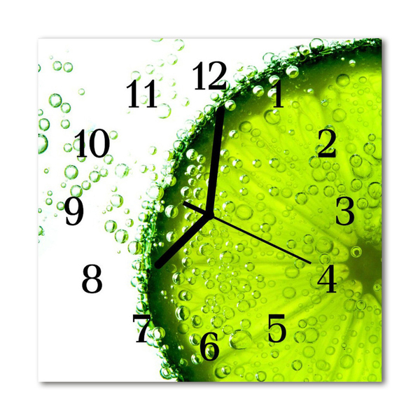 Glass Wall Clock Lime fruit green