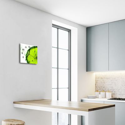 Glass Wall Clock Lime fruit green