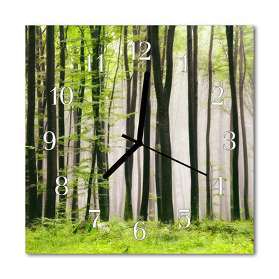 Glass Wall Clock Forest Forest Green