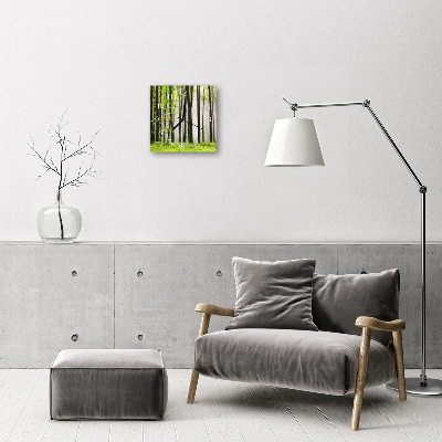 Glass Wall Clock Forest Forest Green