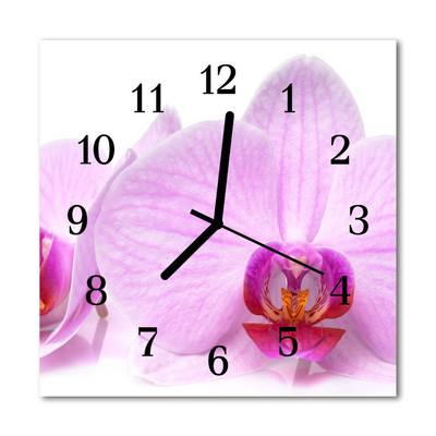 Glass Wall Clock Orchid flowers purple