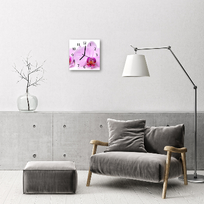 Glass Wall Clock Orchid flowers purple