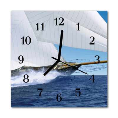 Glass Wall Clock Sailboat vehicles blue