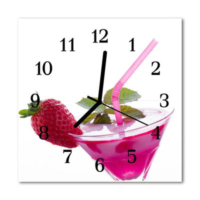 Glass Wall Clock Cocktail food and drinks pink