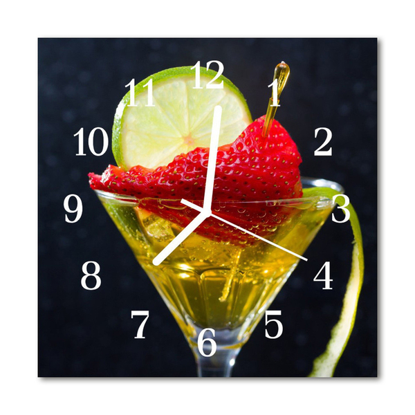 Glass Wall Clock Cocktail Food and Drinks Multi-Coloured