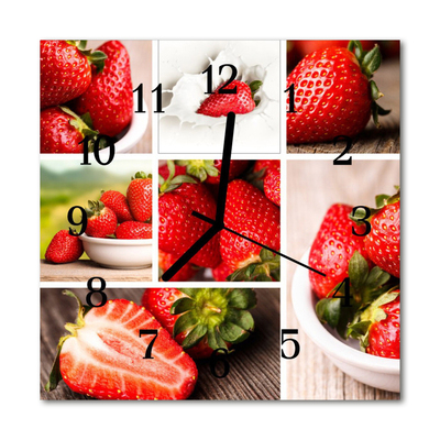 Glass Wall Clock Strawberries fruit red