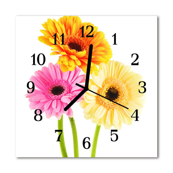 Glass Wall Clock Flowers flowers multi-coloured