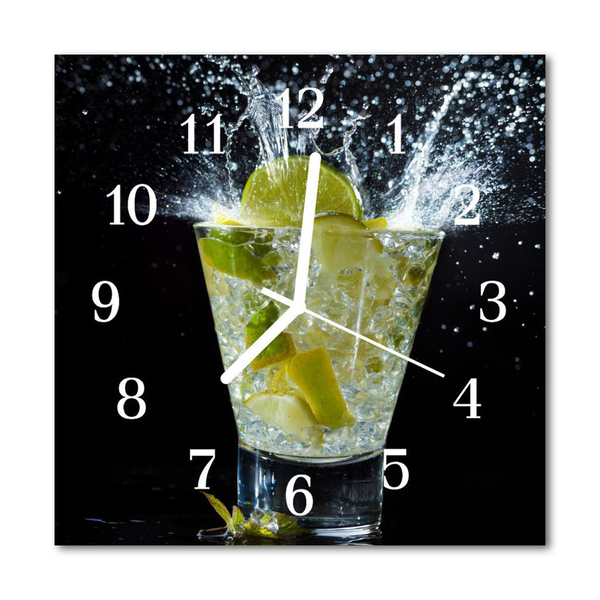 Glass Wall Clock Cocktail Food and Drinks Yellow