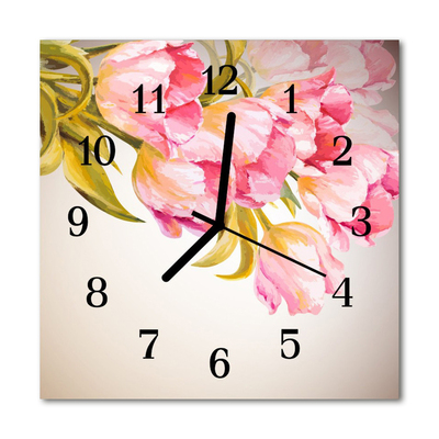 Glass Wall Clock Watercolors art pink