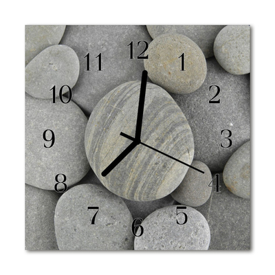 Glass Wall Clock Stones stones grey