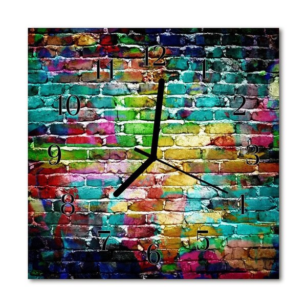 Glass Wall Clock Brick architecture multi-coloured