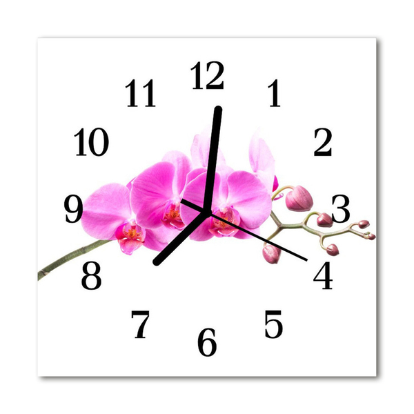 Glass Wall Clock Orchid flowers pink