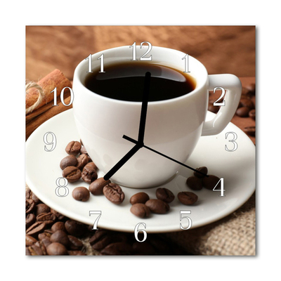 Glass Wall Clock Coffee Food and Drinks Brown