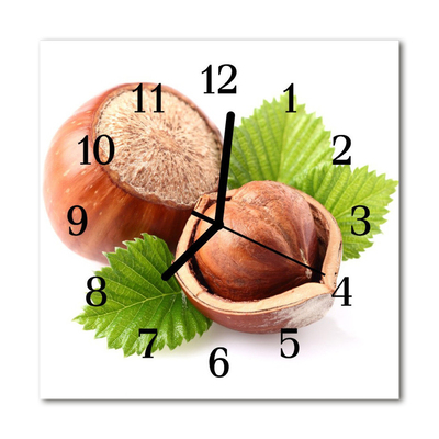 Glass Wall Clock Hazelnuts food and drinks brown