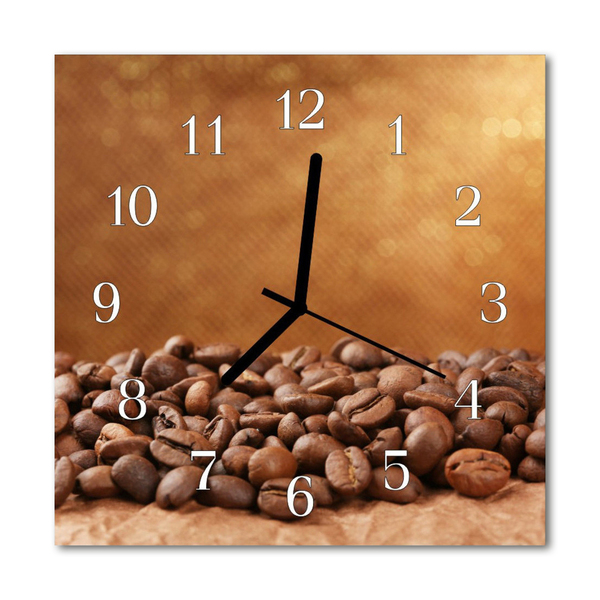 Glass Wall Clock Coffee Beans Food and Drinks Brown