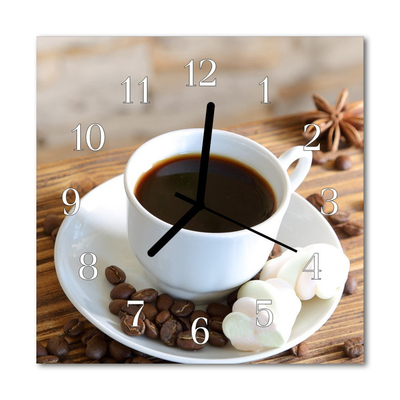 Glass Wall Clock Coffee Food and Drinks Brown