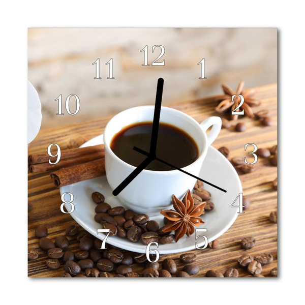 Glass Wall Clock Coffee Food and Drinks Brown