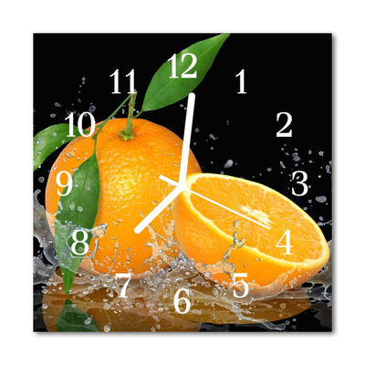 Glass Wall Clock Oranges Fruit Orange