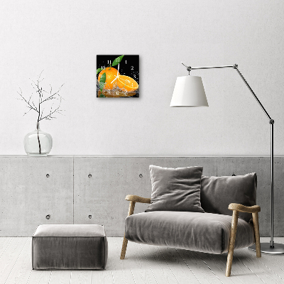 Glass Wall Clock Oranges Fruit Orange