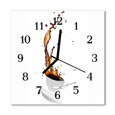 Glass Wall Clock Coffee food and drinks white