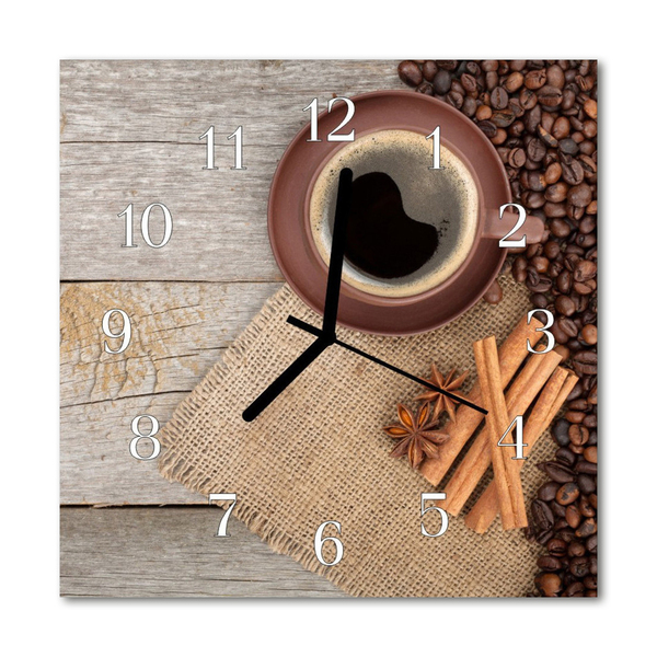 Glass Wall Clock Coffee Beans Food and Drinks Brown