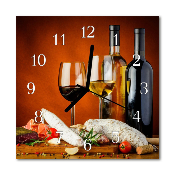 Glass Wall Clock Wine Food and Drinks Red