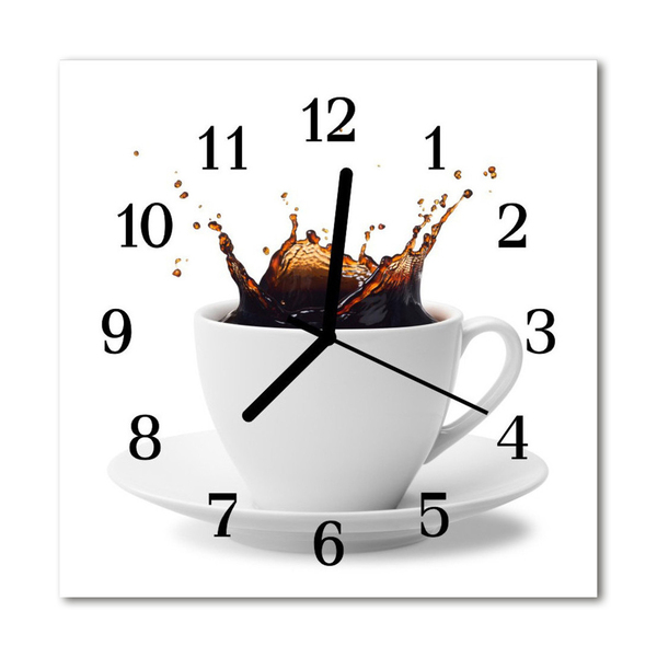 Glass Wall Clock Coffee food and drinks white