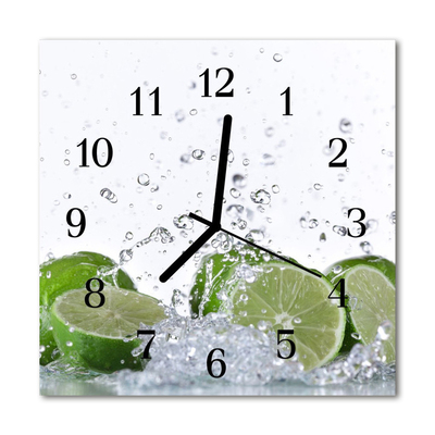 Glass Wall Clock Lime fruit green