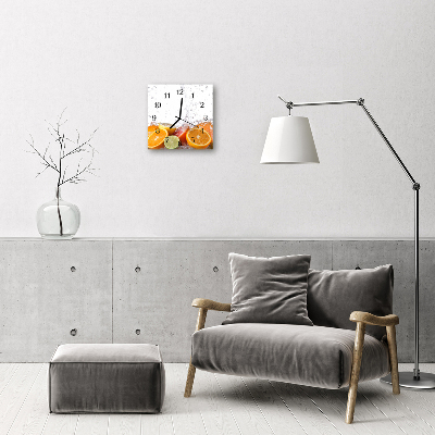 Glass Wall Clock Oranges fruit orange