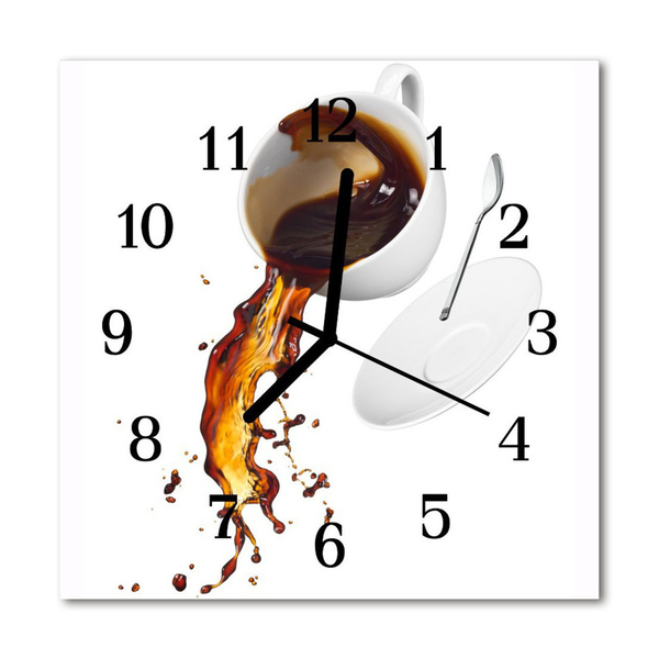 Glass Wall Clock Coffee food and drinks white