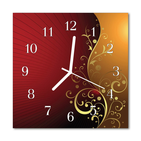 Glass Wall Clock Abstract Art Red