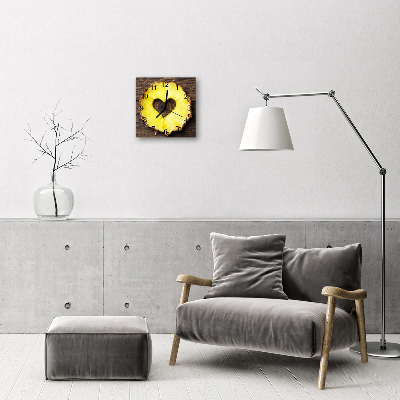 Glass Wall Clock Pineapple fruit yellow