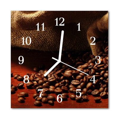 Glass Wall Clock Coffee Beans Food and Drinks Brown