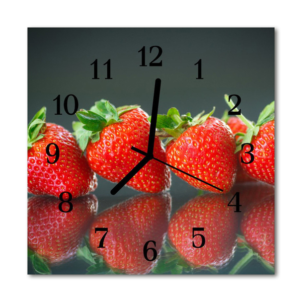 Glass Wall Clock Strawberries fruit red