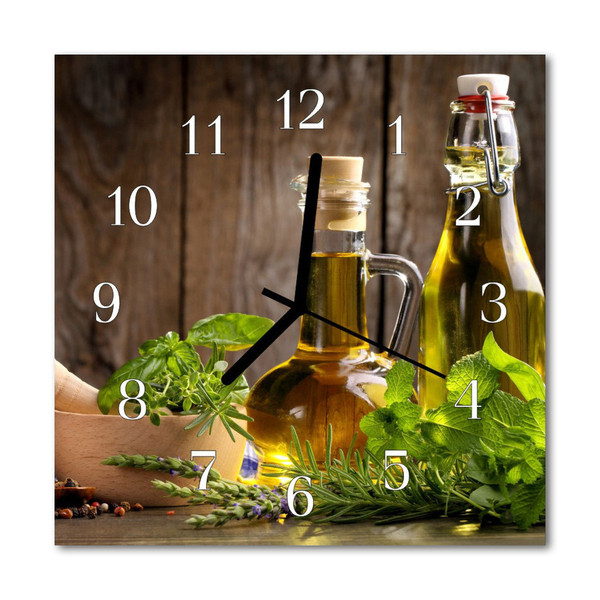 Glass Wall Clock Oil Food and Drinks Brown